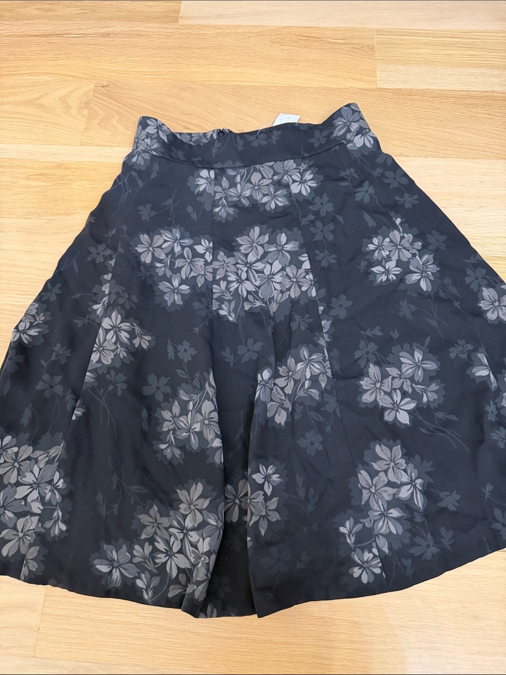 Ann Taylor Black Floral Circle Skirt
